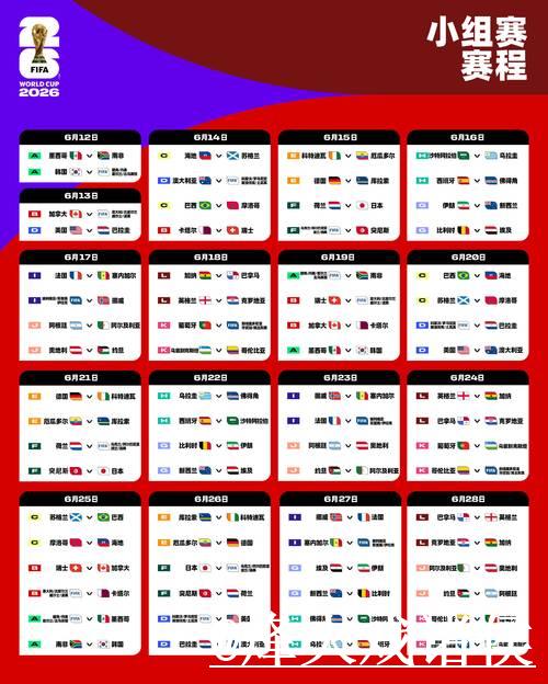 2026世界杯小组赛赛程时间最新公布